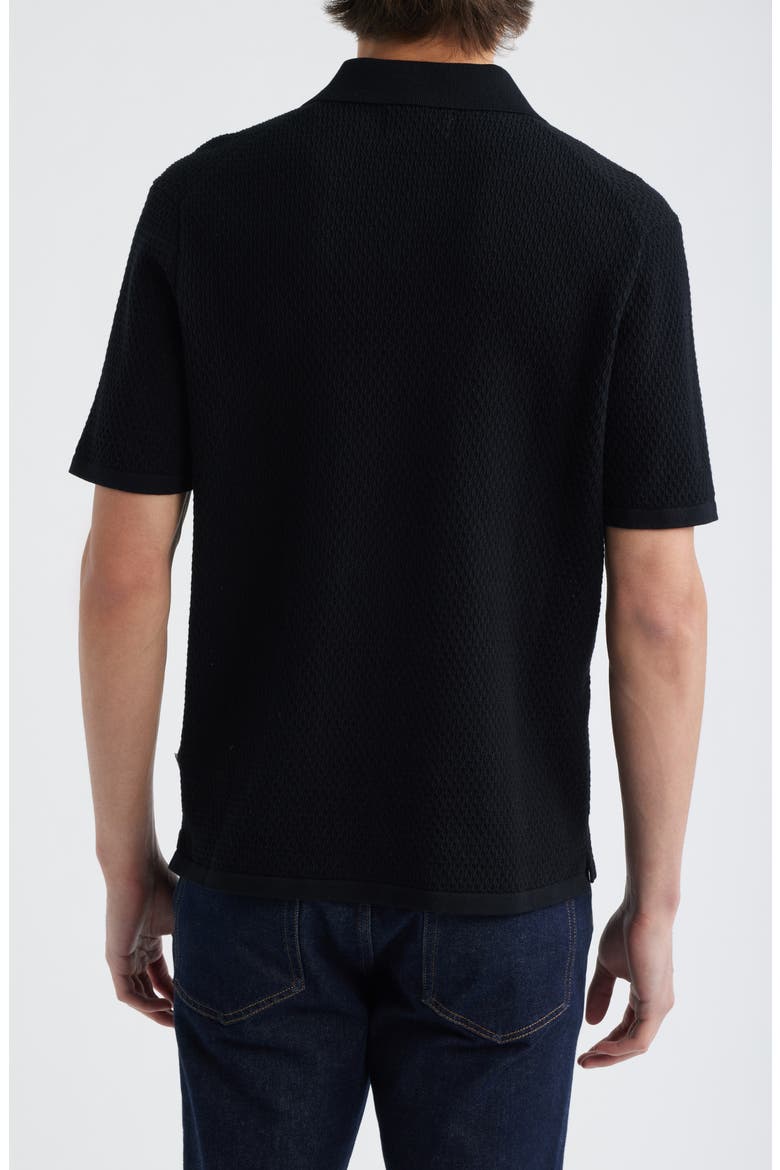 Paul 60016 Johnny Collar Textured Cotton Polo, Alternate, color, BLACK