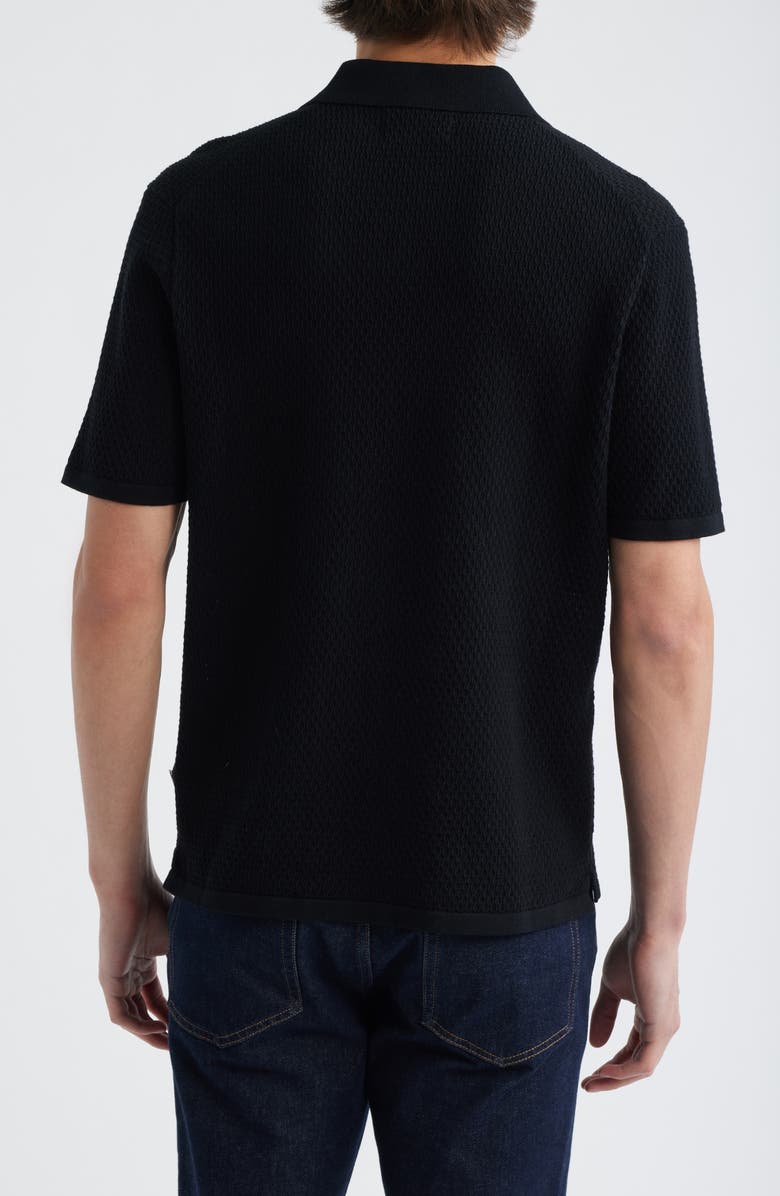 NN07 Paul 60016 Johnny Collar Textured Cotton Polo, Alternate, color, Black