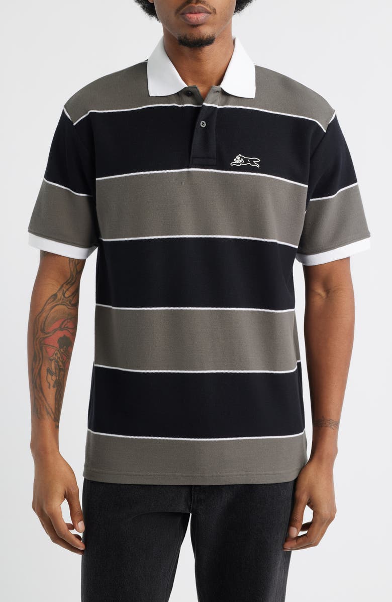 ICECREAM Candy Stripe Cotton Piquè Polo, Main, color, Black