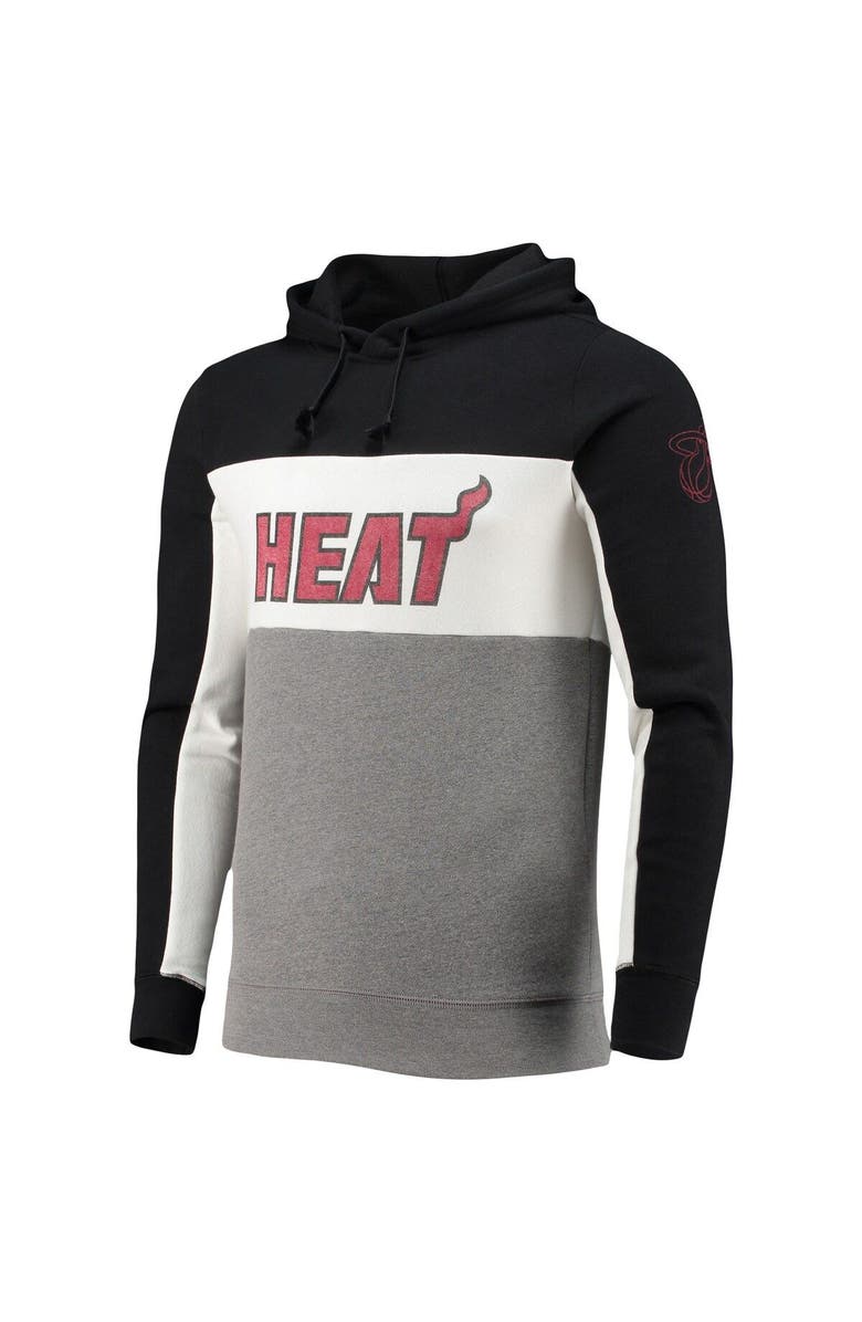 Junk Food Men's Junk Food Black/White Miami Heat Wordmark Colorblock Fleece Pullover Hoodie, Alternate, color, Black