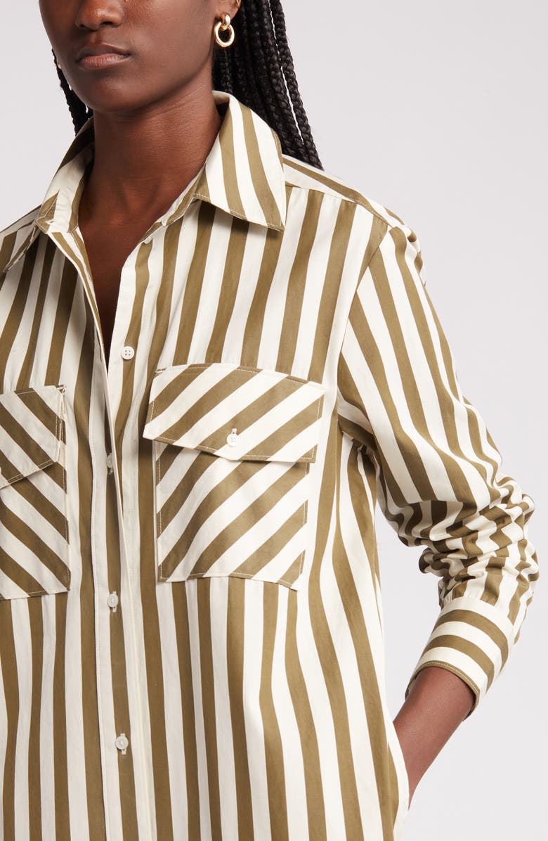 Nordstrom Stripe Two Pocket Long Sleeve Shirtdress, Alternate, color, 