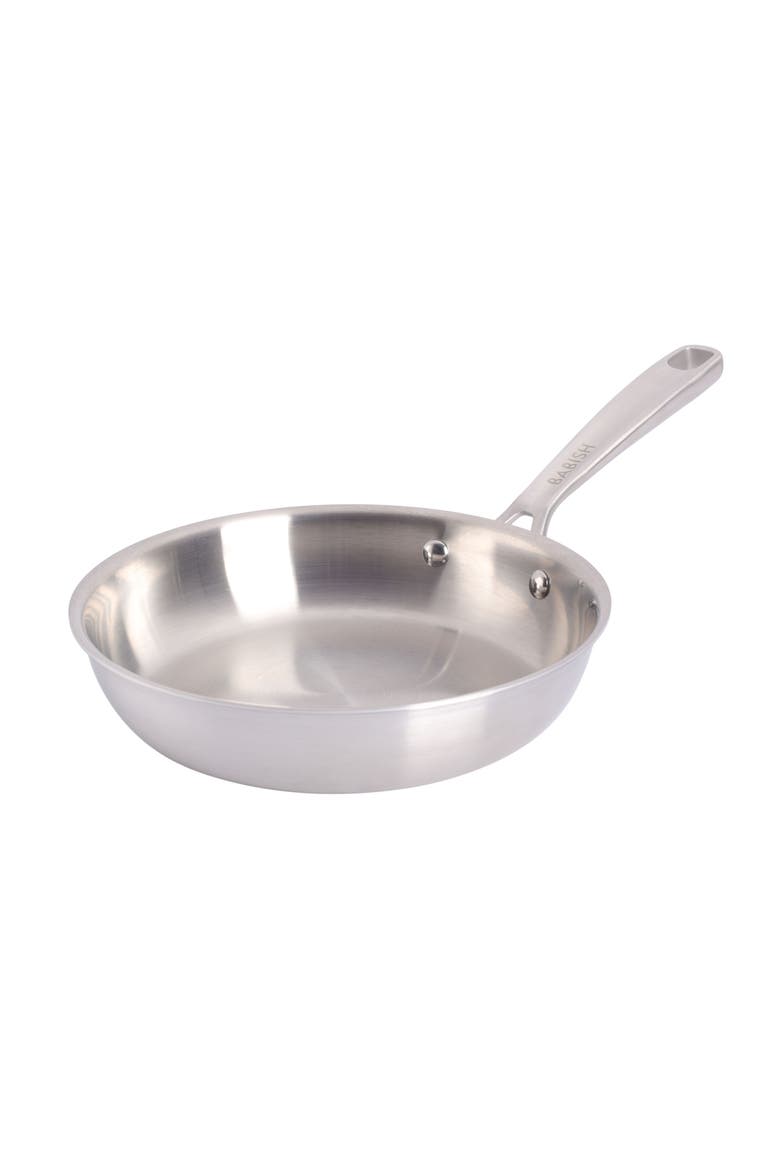 8 Inch Stainless Steel Tri-Ply Double Riveted Fry Pan, Main, color, Silver