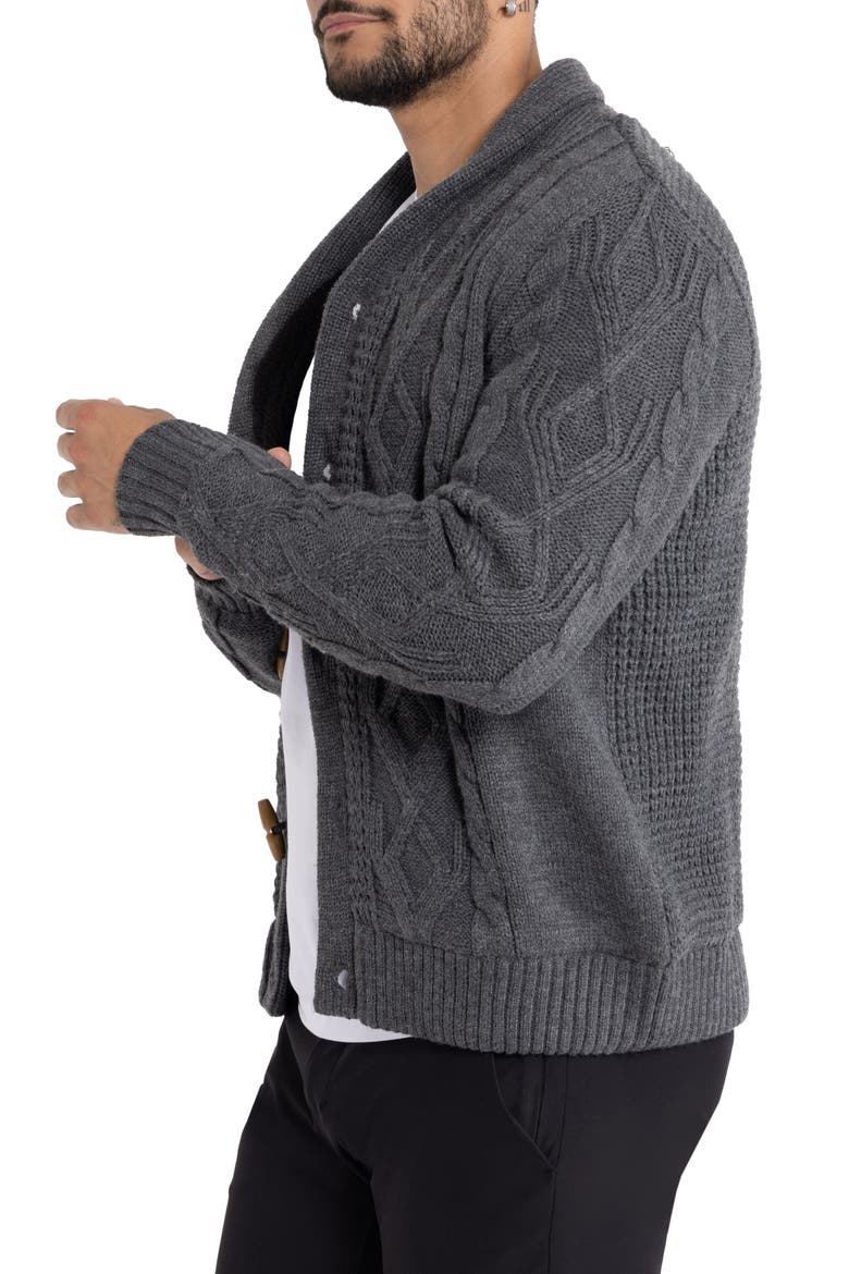 Shawl Collar Cable Knit Cardigan, Alternate, color, CHARCOAL