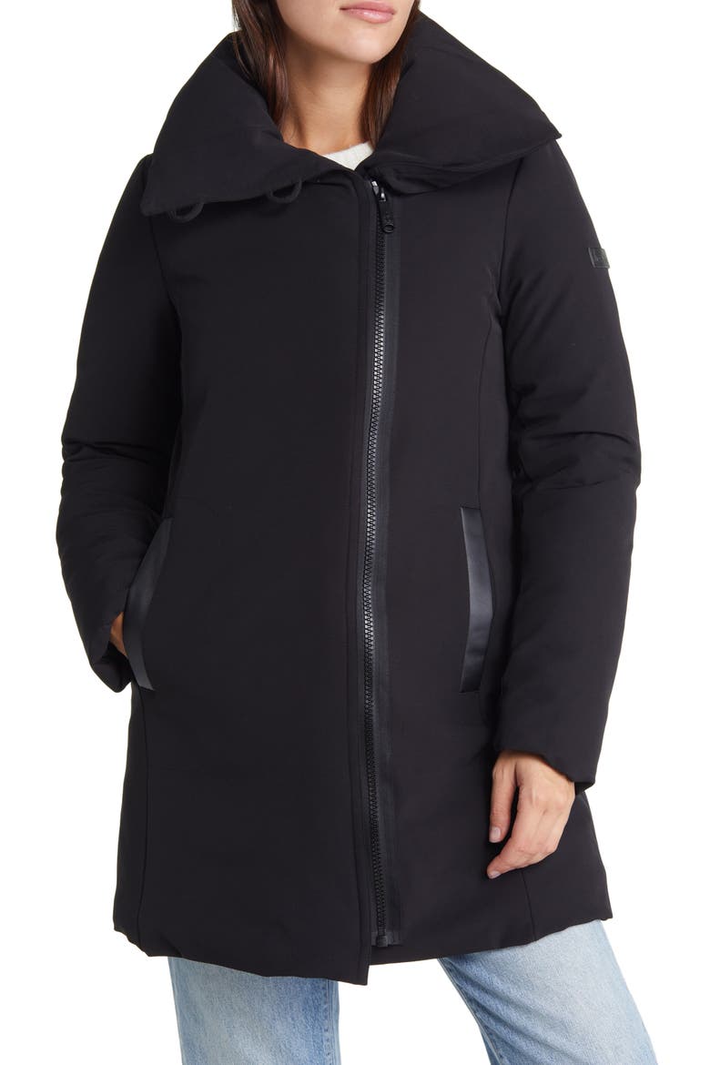 Asymmetric Zip Water Repellent Parka, Alternate, color, BLACK