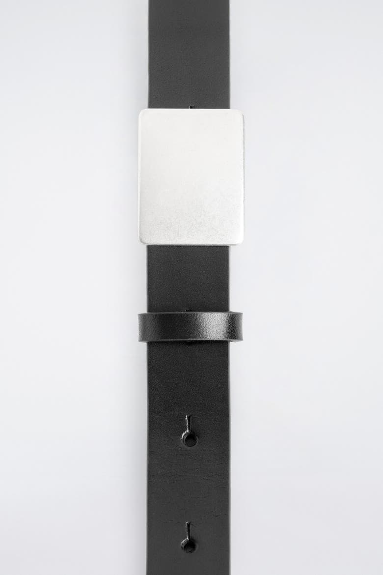 Metal-buckle Leather Belt, Alternate, color, BLACK