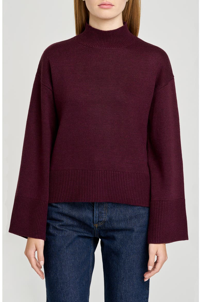 Addison Mock Neck Sweater, Main, color, RAISIN