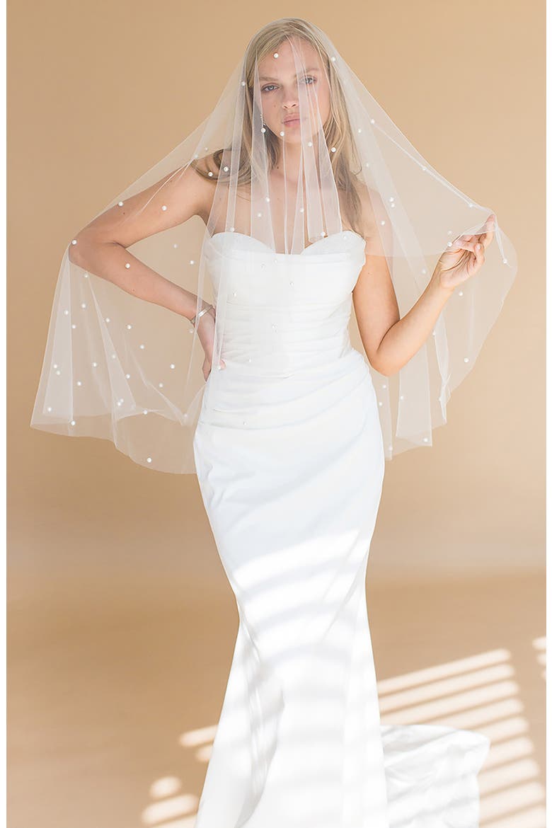 Adalet Crystal Embellished Elbow Veil, Alternate, color, IVORY