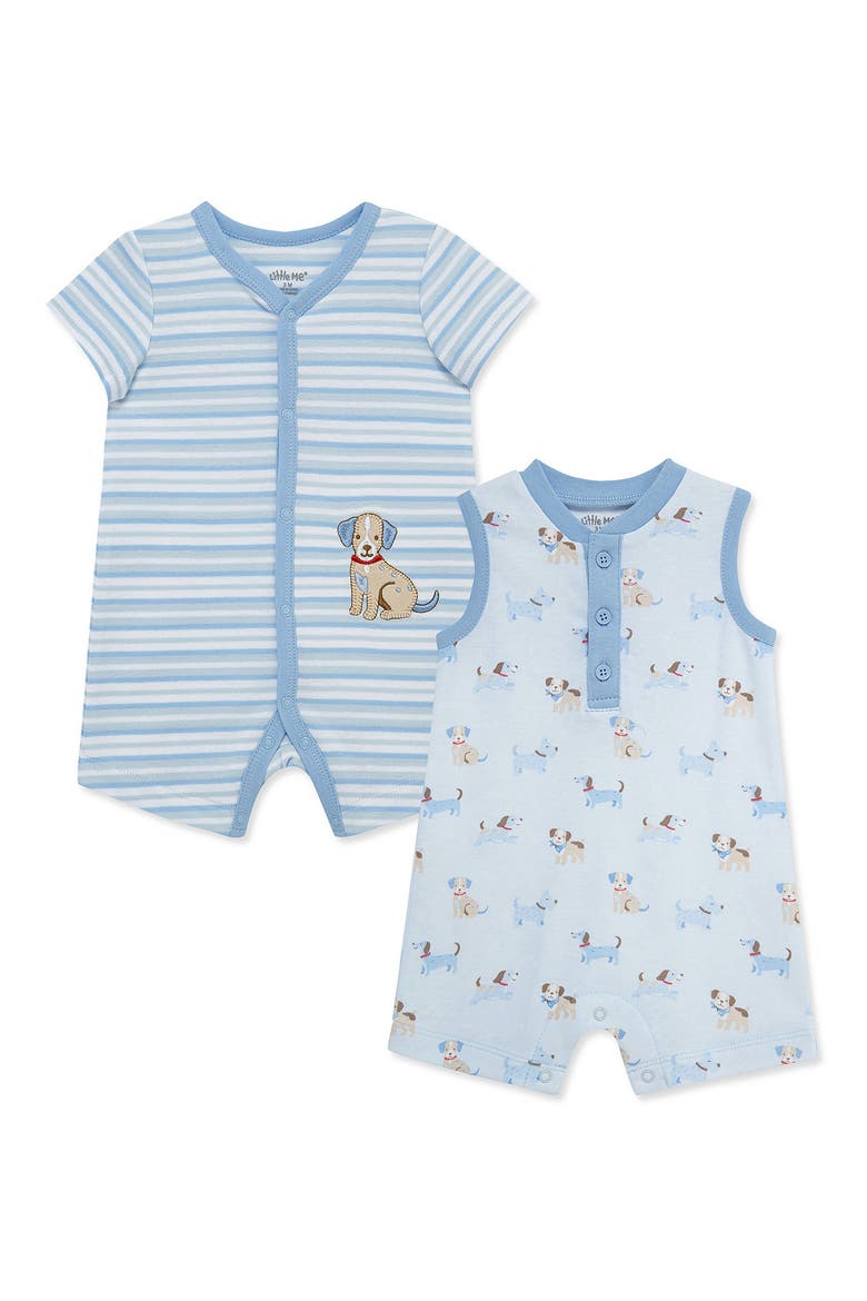2-Pack Sleeveless Cotton Rompers, Main, color, BLUE