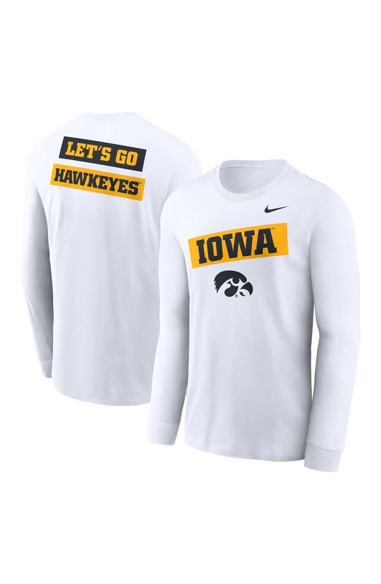 Nike Men's Nike White Iowa Hawkeyes Two-Hit Classic Location Long Sleeve T-Shirt, Alternate, color, White
