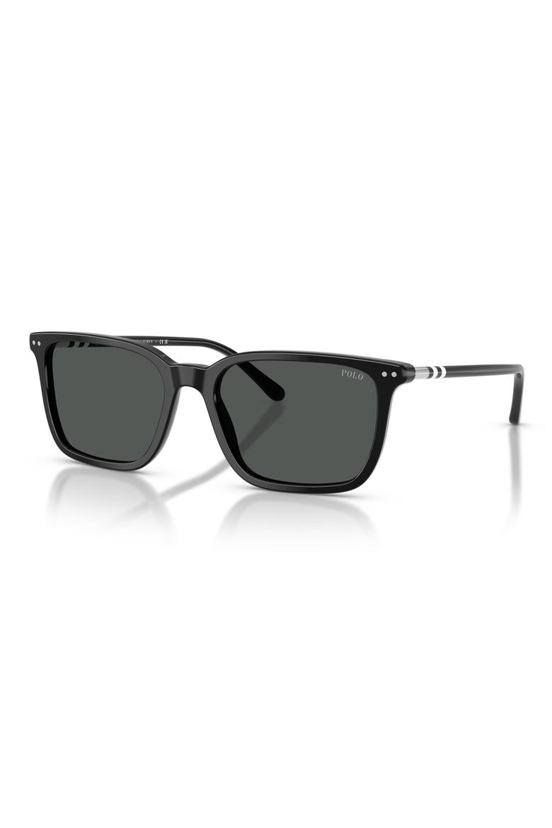 PH4226F 53mm Rectangle Sunglasses, Alternate, color, SHINY BLACK / DARK GREY