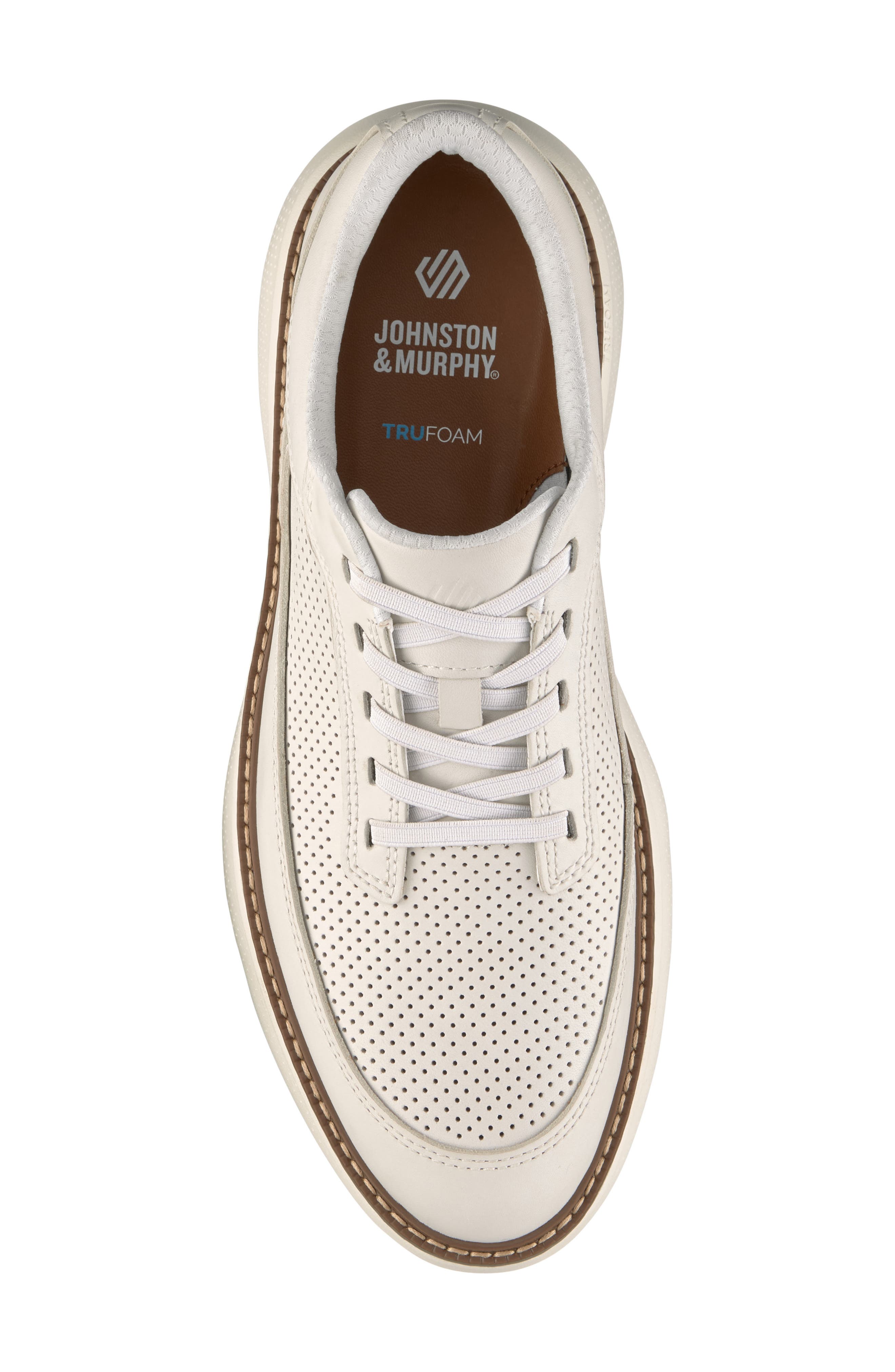Johnston & Murphy <p>Hayden Stretch U-Throat Leather Oxford (Men) </p>, Alternate, color, White Full Grain