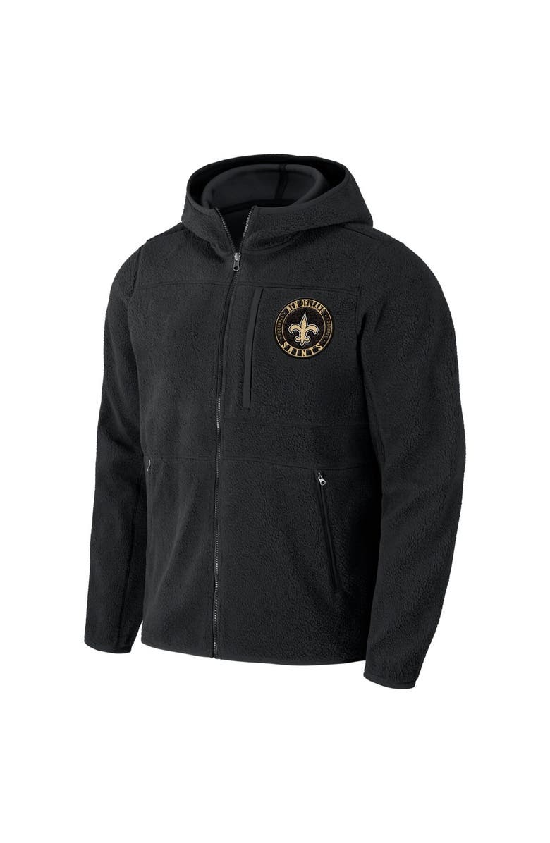 NFL X DARIUS RUCKER Men's NFL x Darius Rucker Collection by Fanatics Black New Orleans Saints Sherpa Full-Zip Hoodie, Alternate, color,