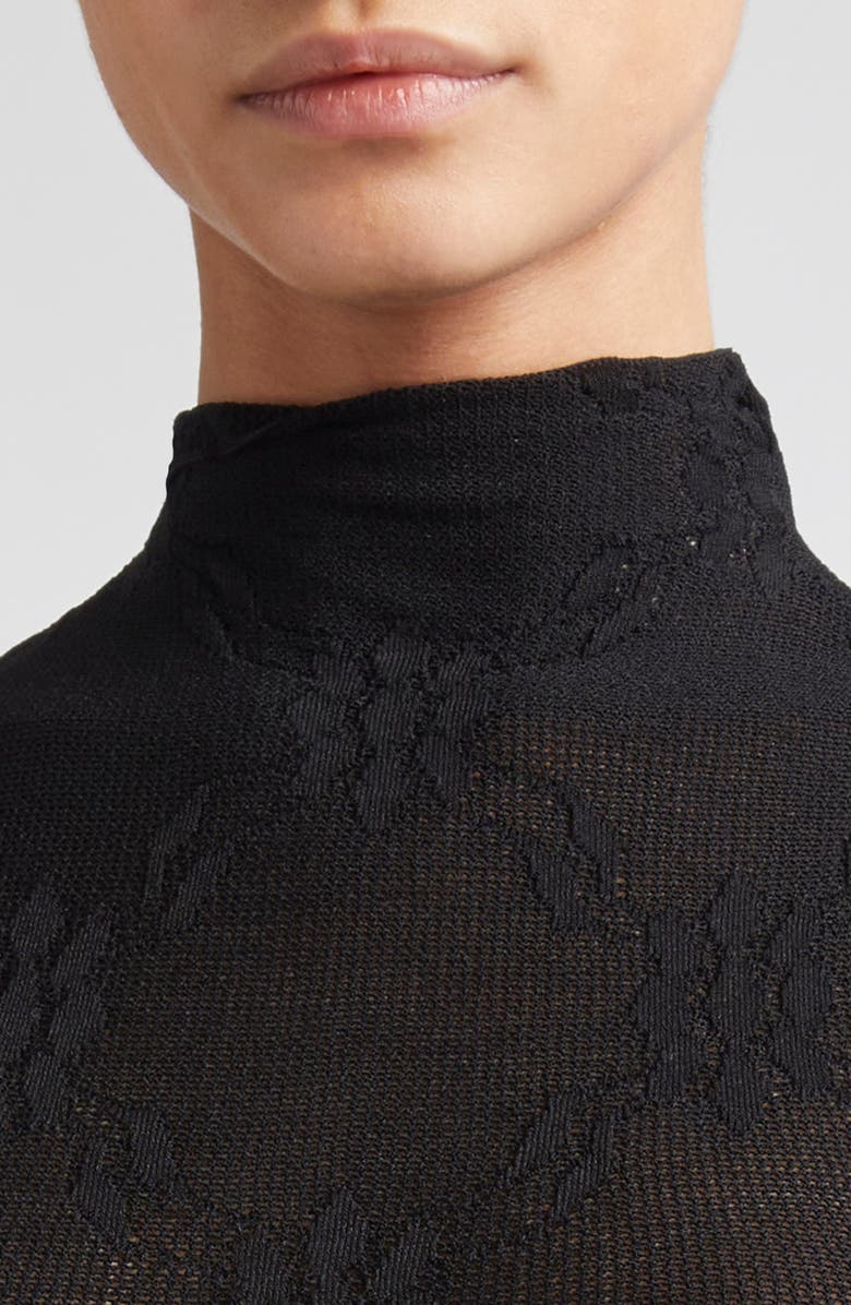 Victoria Beckham Funnel Neck Sleeveless Lace Bodysuit, Alternate, color, Black