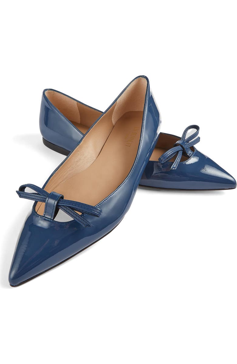 LK Bennett Lynne Mini Bow Pointed Toe Flat, Alternate, color, Smoke Blue