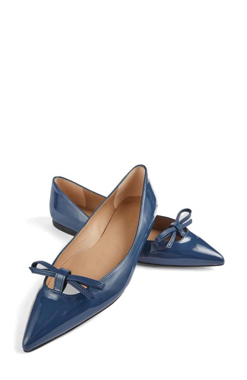 Lk Bennett Lynne Mini Bow Pointed Toe Flat In Blue