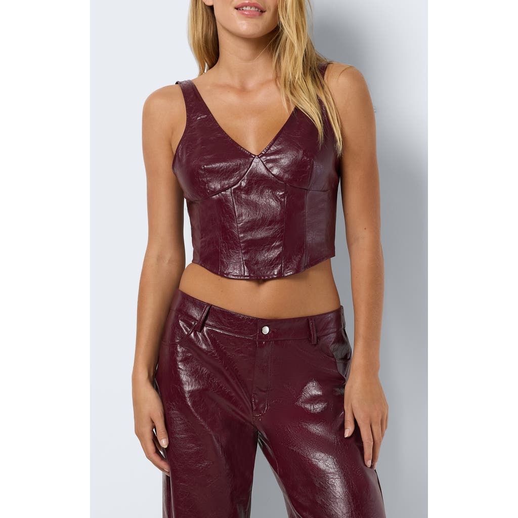 Noisy May Faux Patent Leather Corset Top