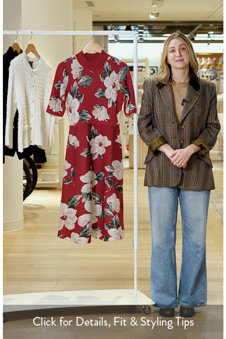 Floral Mock Neck Knit Dress video