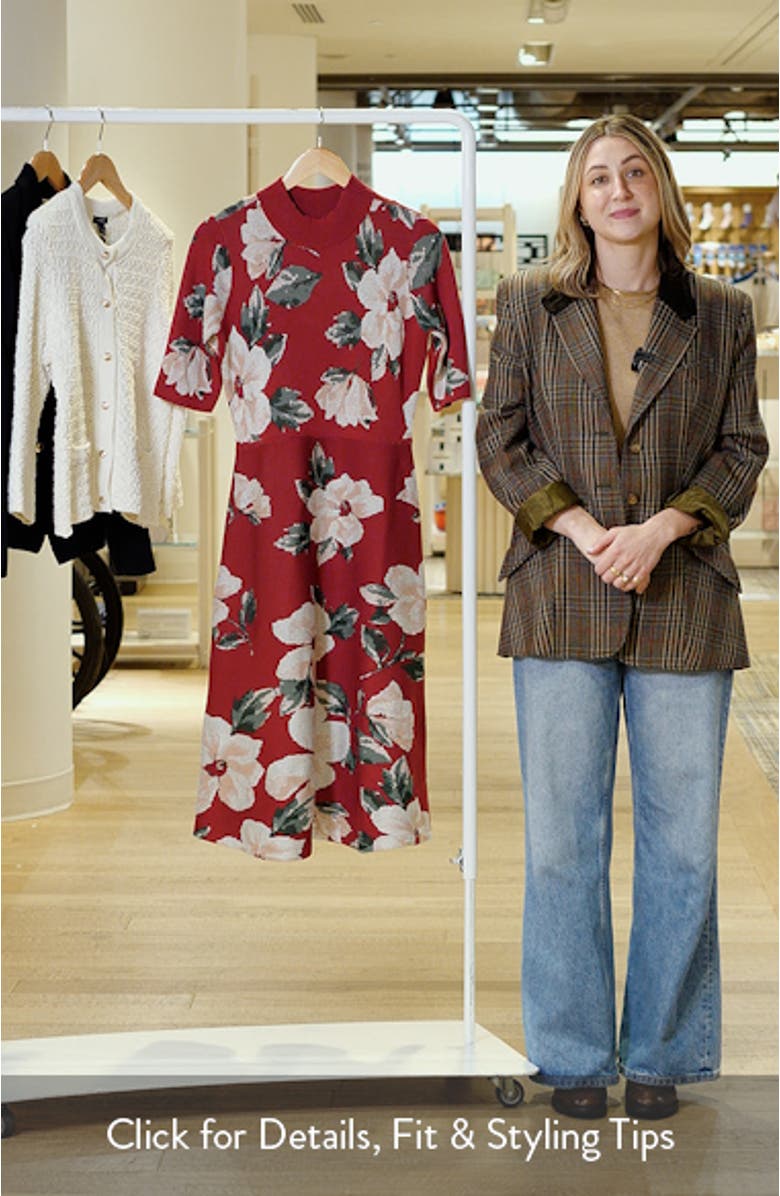 Floral Mock Neck Knit Dress, sales video thumbnail