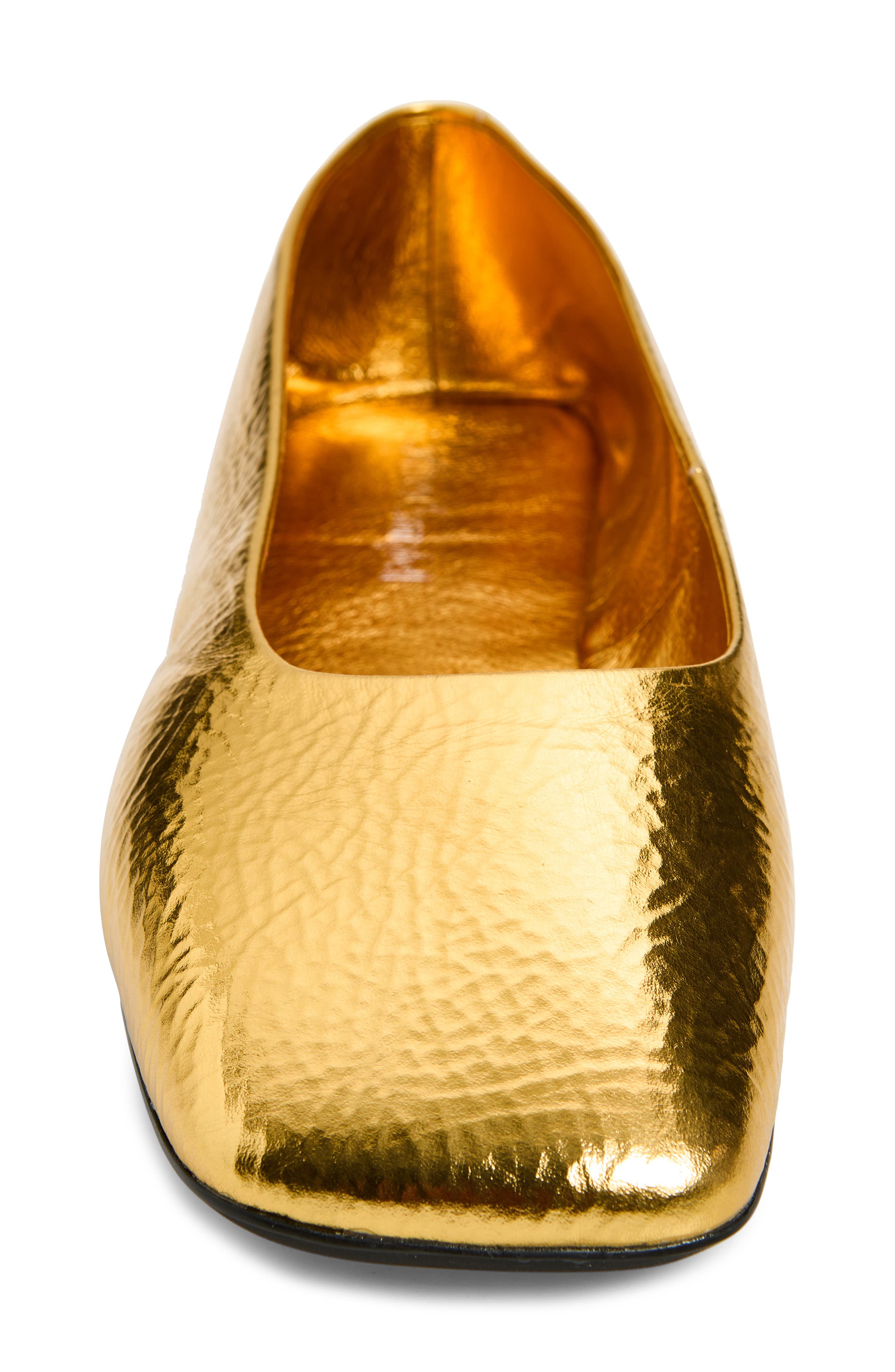 Listos Square Toe Flat, Alternate, color, GOLD CRINKLE