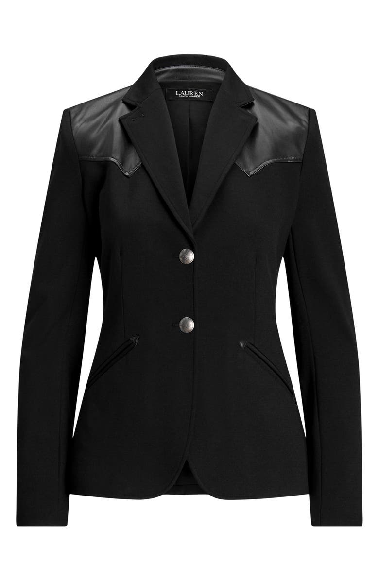 Lauren Ralph Lauren Modern Ponte Faux Leather Trim Blazer, Alternate, color,