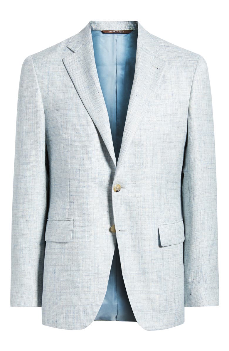 Canali Kei Trim Fit Light Blue Mélange Wool & Silk Blend Sport Coat, Alternate, color, Light Blue