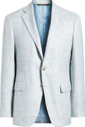 Canali Kei Trim Fit Light Blue Mélange Wool & Silk Blend Sport Coat