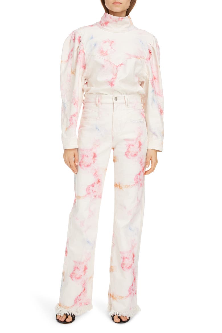 Tie Dye Puff Sleeve Top, Alternate, color, PINK