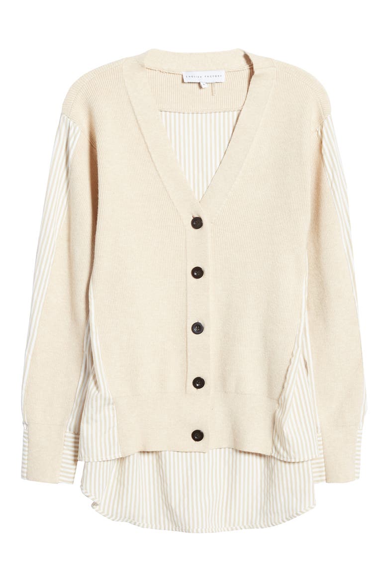 Mixed Media Cardigan, Alternate, color, BEIGE
