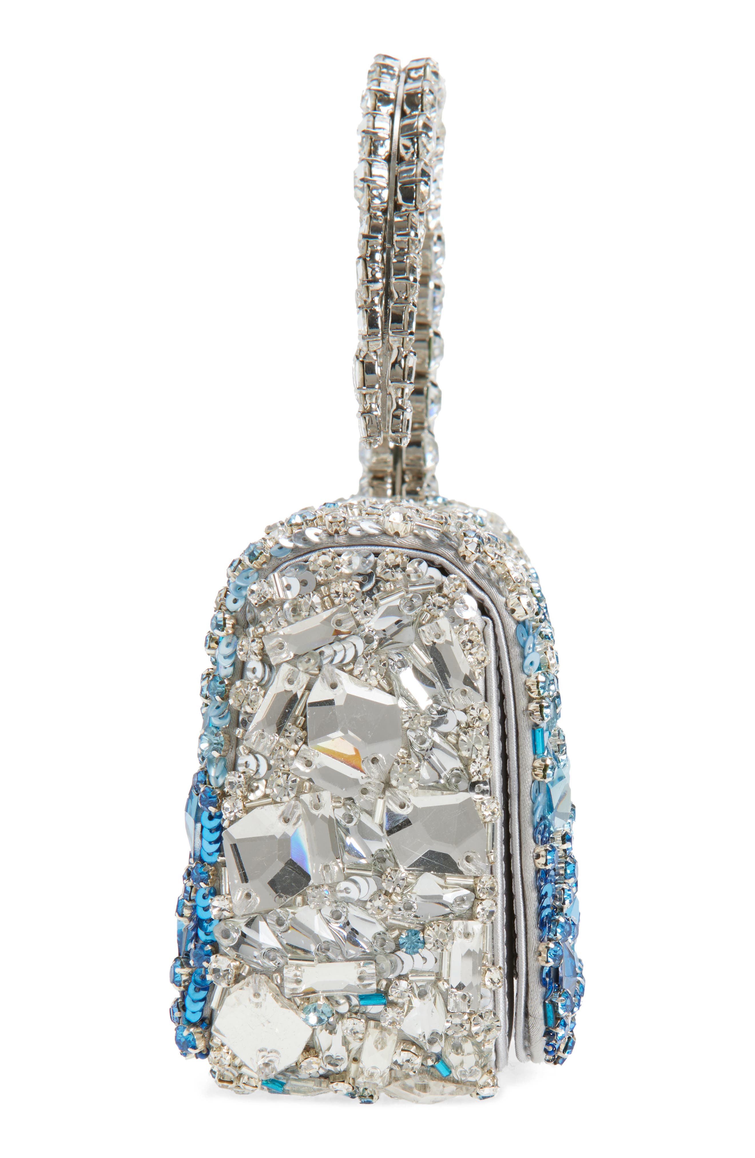 L’alingi Malika Embellished Satin Clutch, Alternate, color, Blue