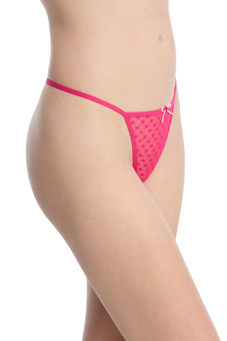 Heart Breaker Lace G-String Thong, Alternate, color, NEON FUCHSIA
