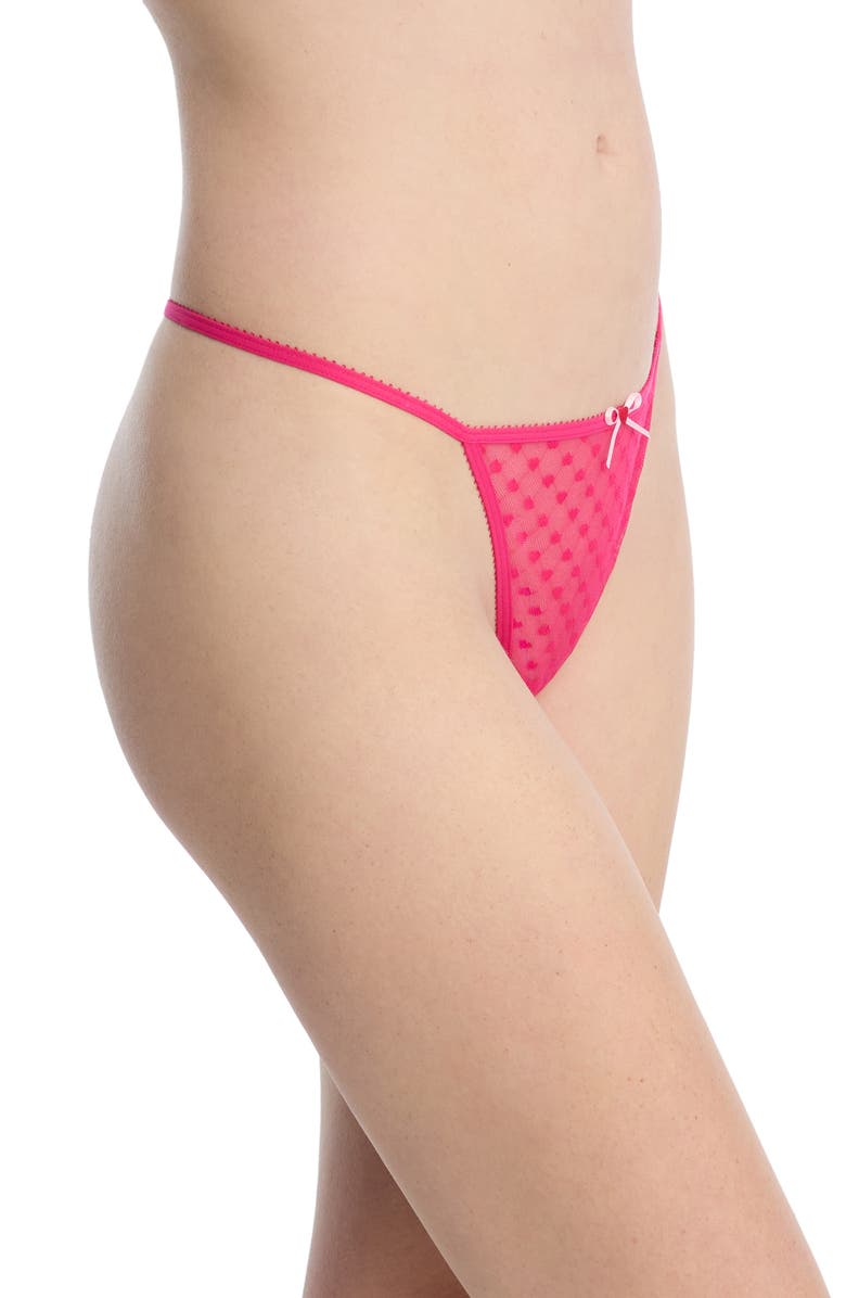 Skarlett Blue Heart Breaker Lace G-String Thong, Alternate, color, Neon Fuchsia