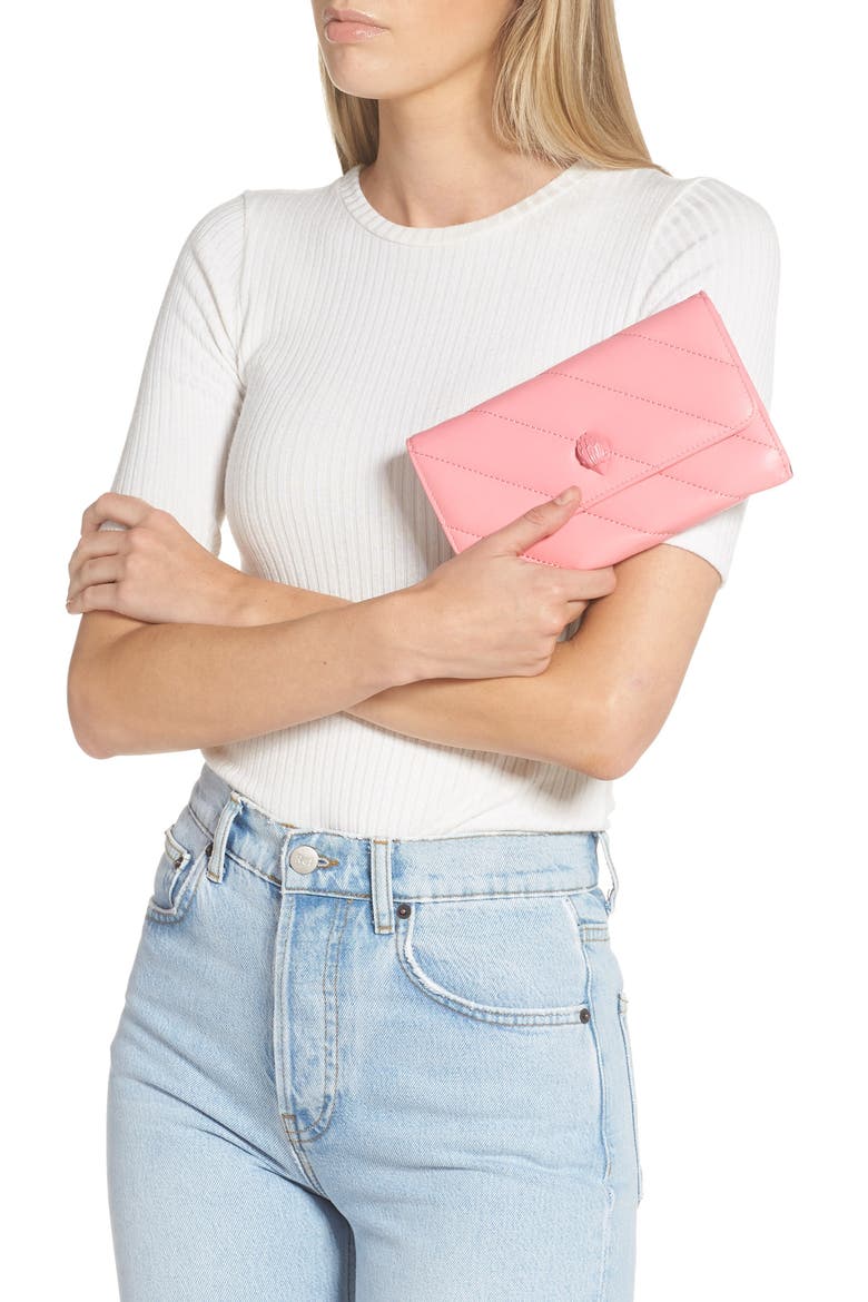 Soho Drench Leather Wallet on a Chain, Alternate, color, PINK