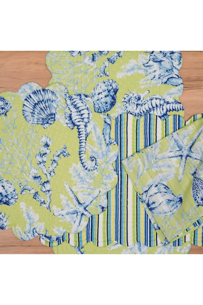 Fenwick Isle Round Placemat Set of 6, Alternate, color, Green