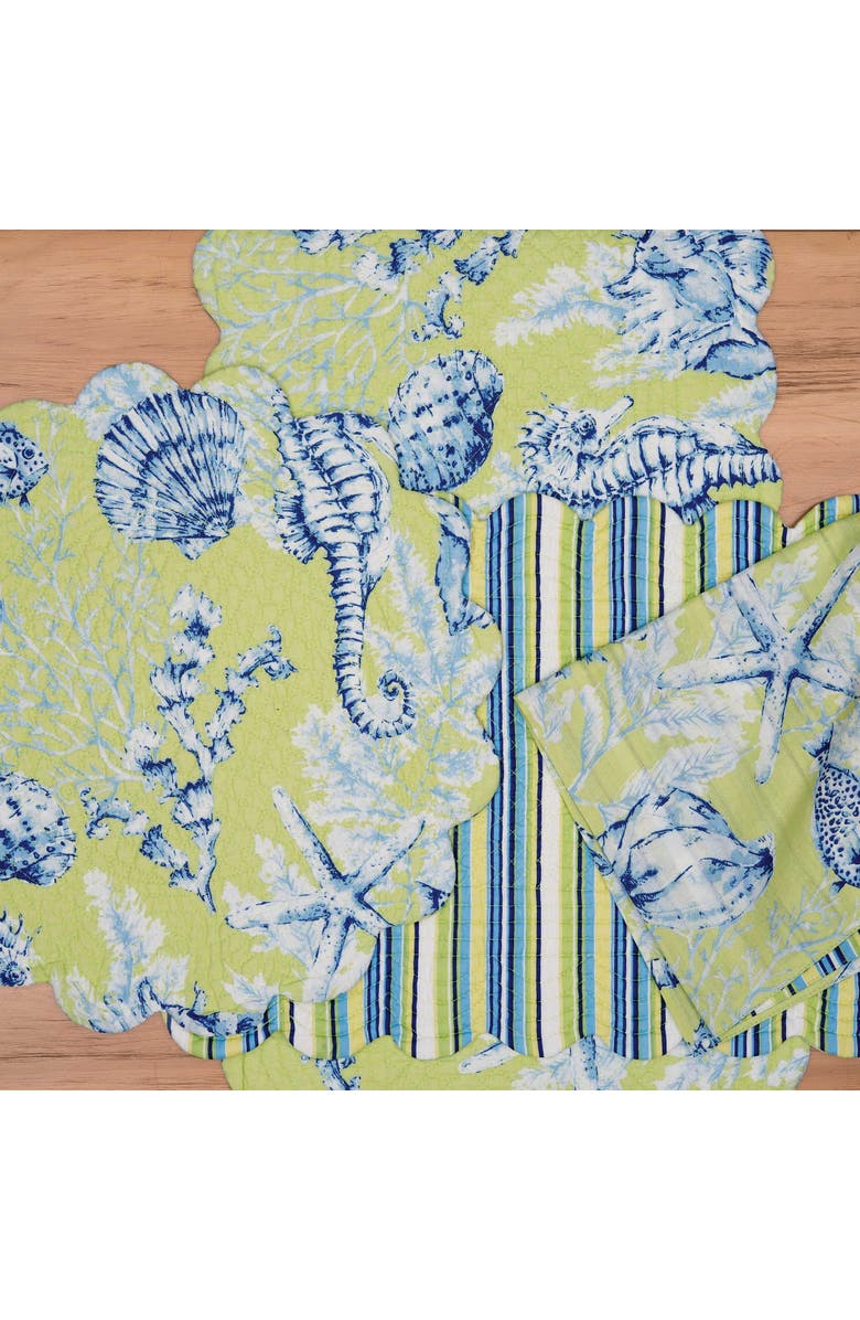 C&F Home Fenwick Isle Round Placemat Set of 6, Alternate, color, Green