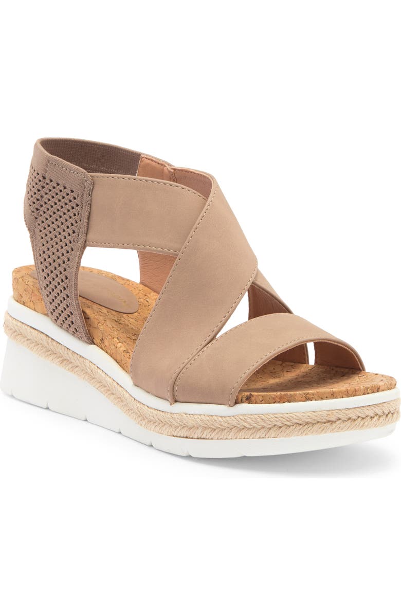 Adrienne Vittadini Carri Platform Wedge Sandal, Main, color, Lt Taupe-Bs
