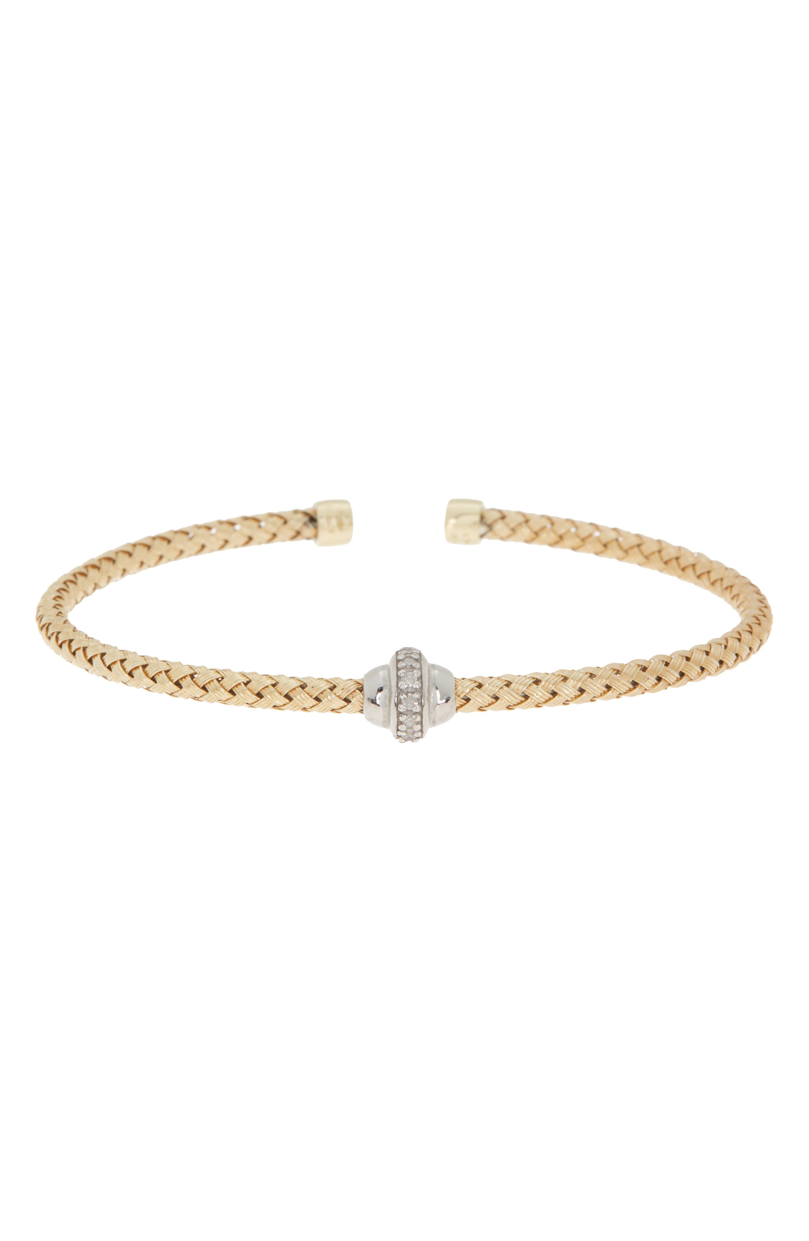 MESHMERISE 18K Gold Plated Two-Tone Diamond Bangle Bracelet - 0.10 ctw