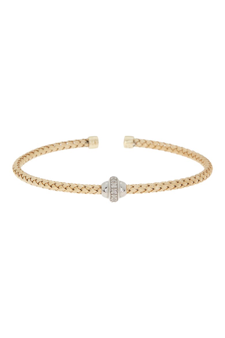 18K Gold Plated Two-Tone Diamond Bangle Bracelet - 0.10 ctw, Main, color, YELLOW GOLD