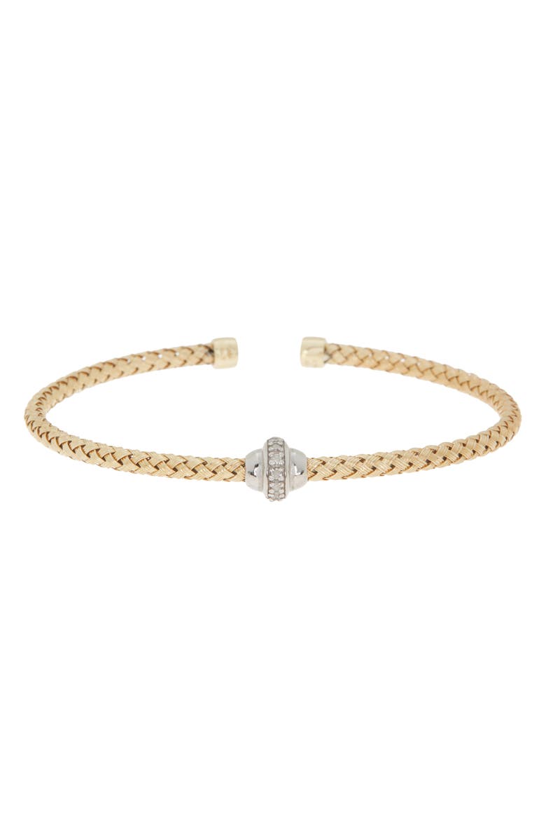 MESHMERISE 18K Gold Plated Two-Tone Diamond Bangle Bracelet - 0.10 ctw, Main, color, Yellow Gold
