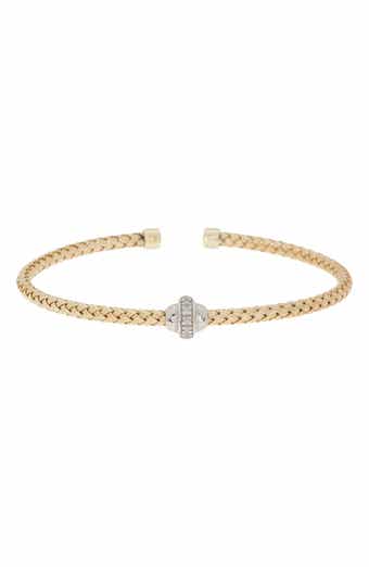 MESHMERISE 18K Gold Plated Two-Tone Diamond Bangle Bracelet - 0.10 ctw