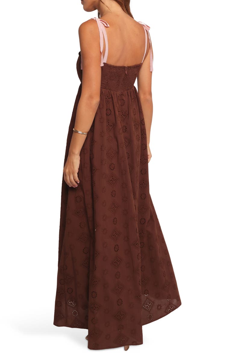 Petal & Pup Odessa Cotton Eyelet Maxi Dress, Alternate, color, Brown