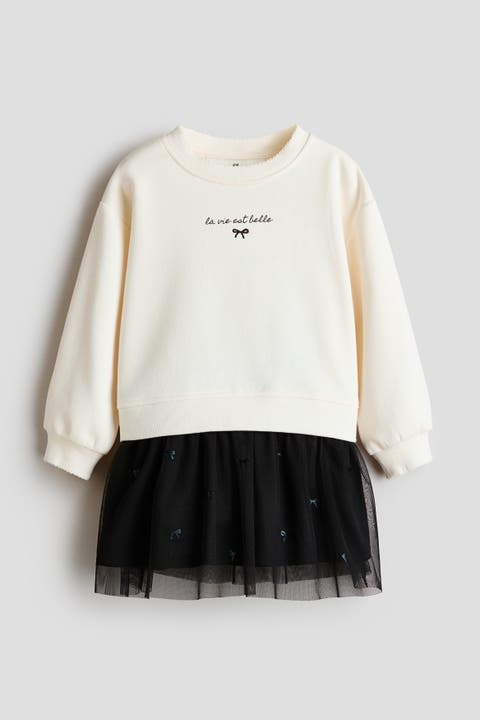 Sweatshirt Dress With Tulle Skirt