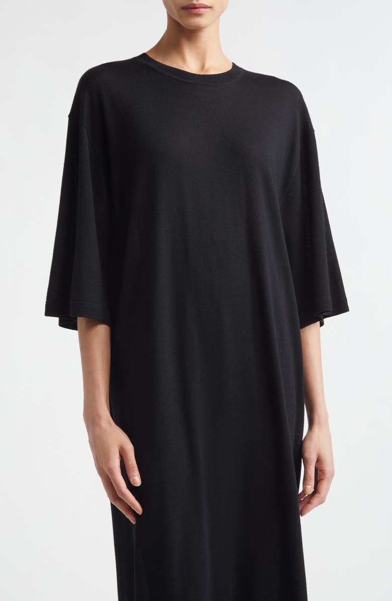 TOTEME Merino Wool T-Shirt Sweater Dress, Alternate, color, Black