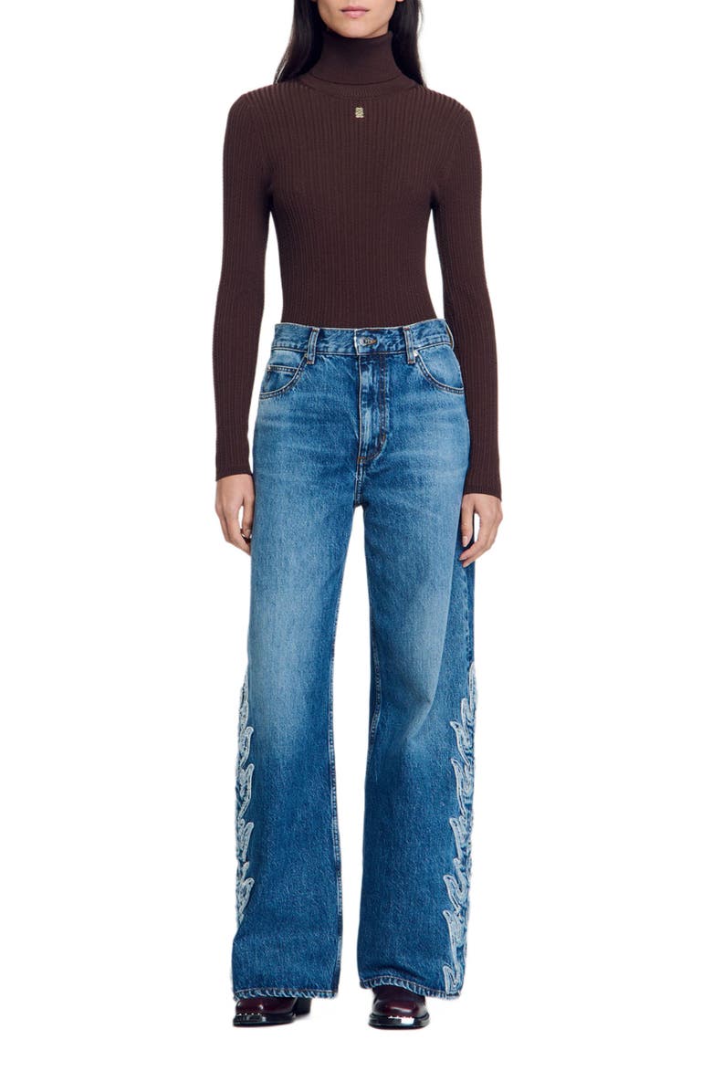SANDRO Flared flame jeans, Main, color, 