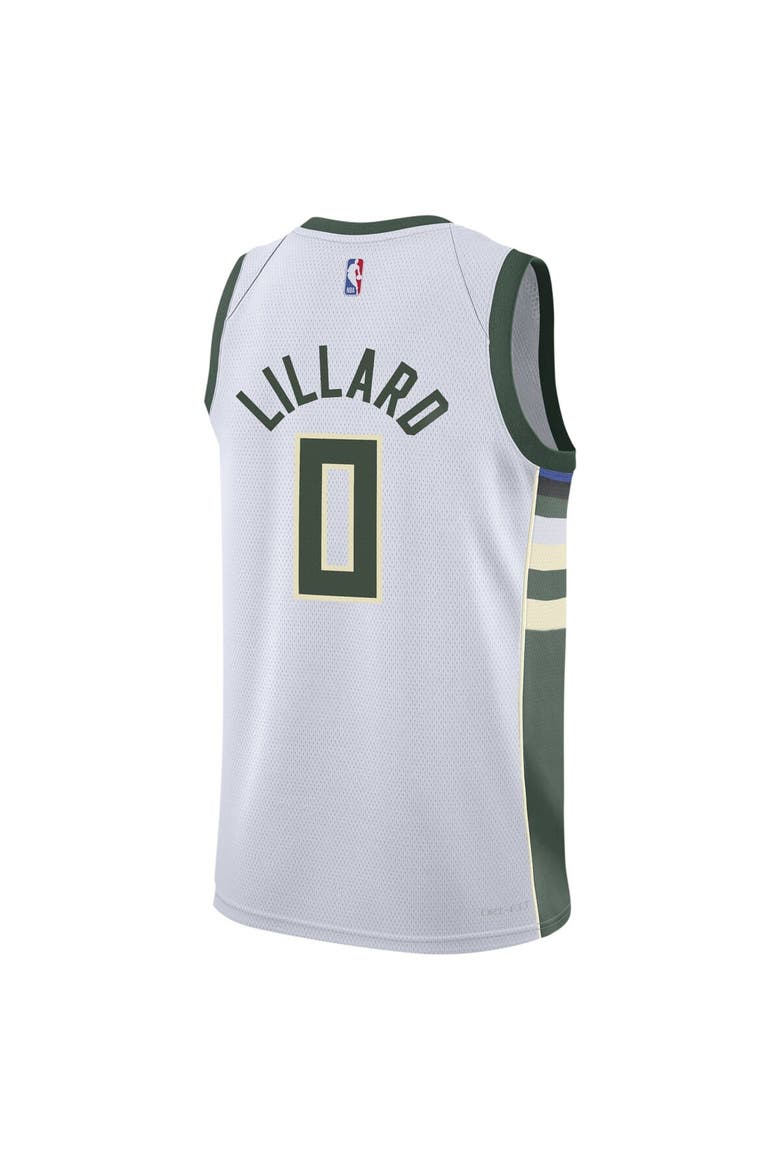 Youth Nike Damian Lillard White Milwaukee Bucks Swingman Jersey - Association Edition, Alternate, color, White