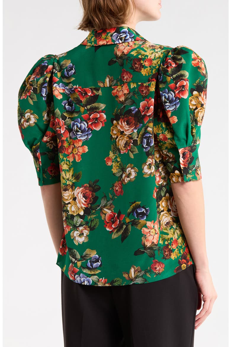 ALICE + OLIVIA Willa Scrunched Sleeve Silk Top (Women) | Nordstromrack