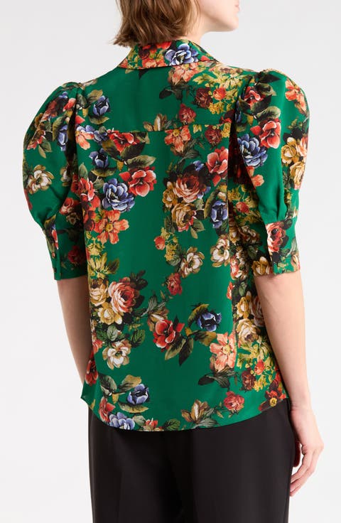 Willa Scrunched Sleeve Silk Top