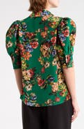 ALICE + OLIVIA Willa Scrunched Sleeve Silk Top