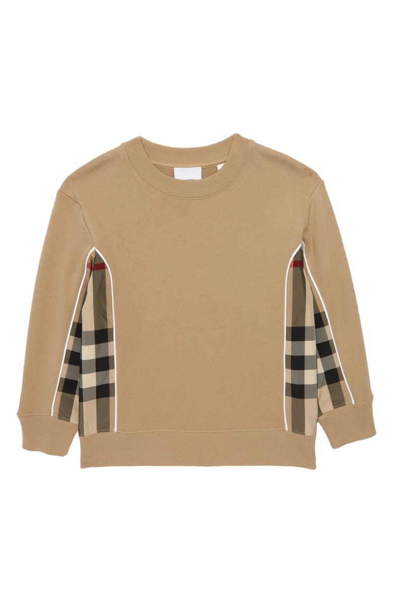 Burberry Kids' Graham Check Panel Sweatshirt, Main, color, 