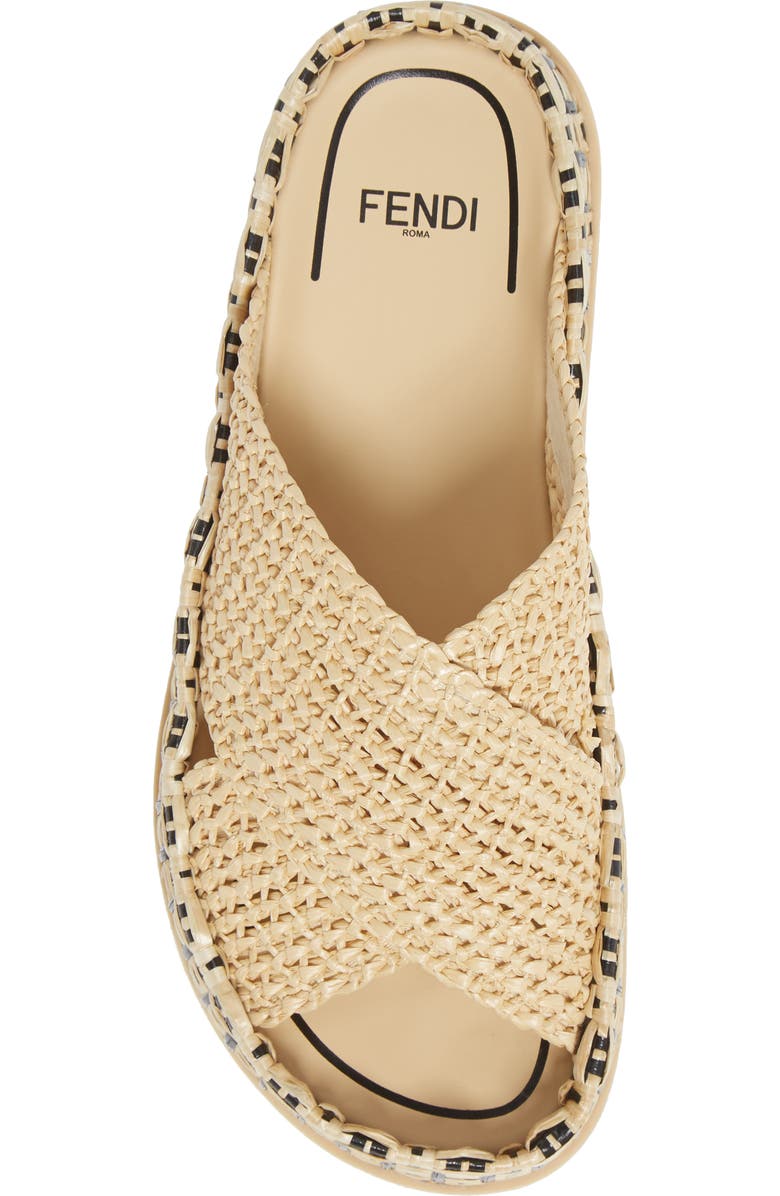 Fendi FF Logo Woven Slide Sandal, Alternate, color,