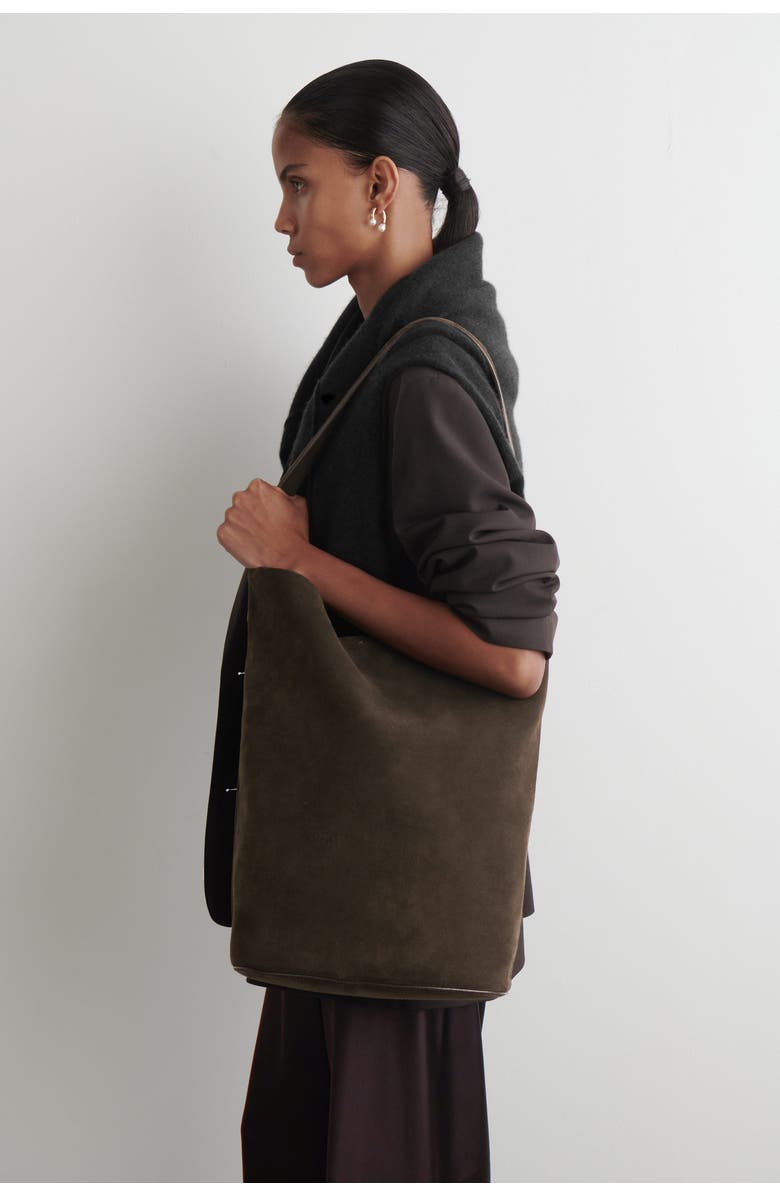 COS Paradigm Tote Bag - Suede, Alternate, color, Dark Brown